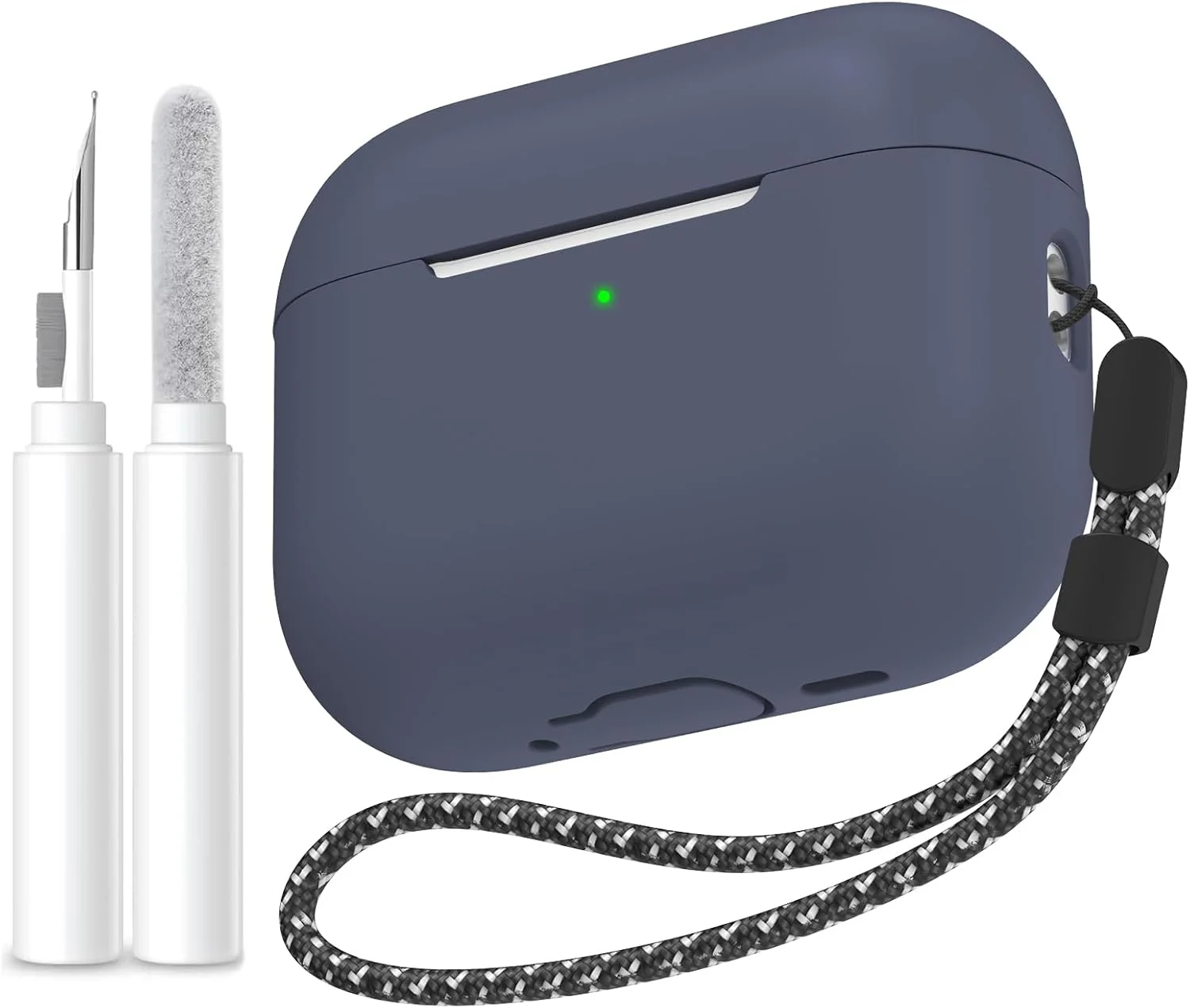 AirPods Pro 3 Hülle – Silikon mit Reinigungsstift, Dunkelblau