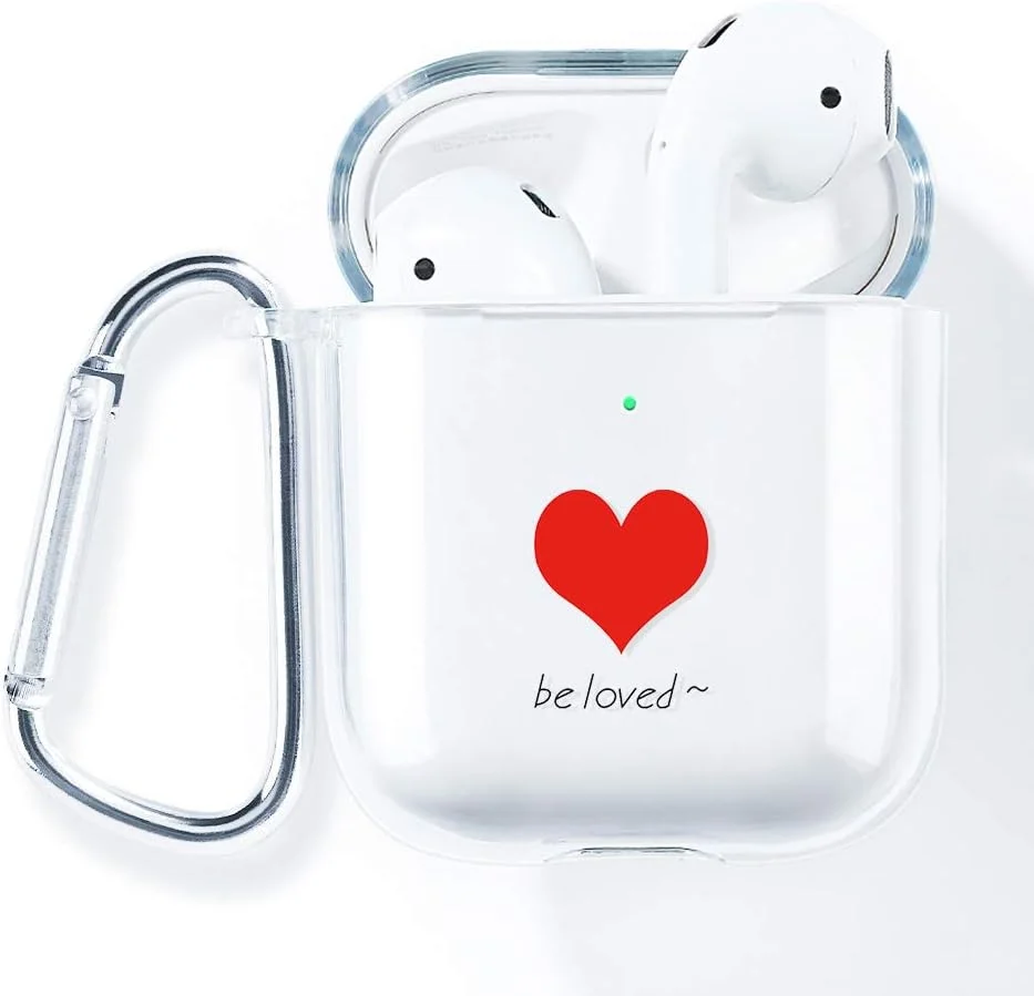 Hülle für AirPods 2 & 1 – Transparent, Herz "be loved"