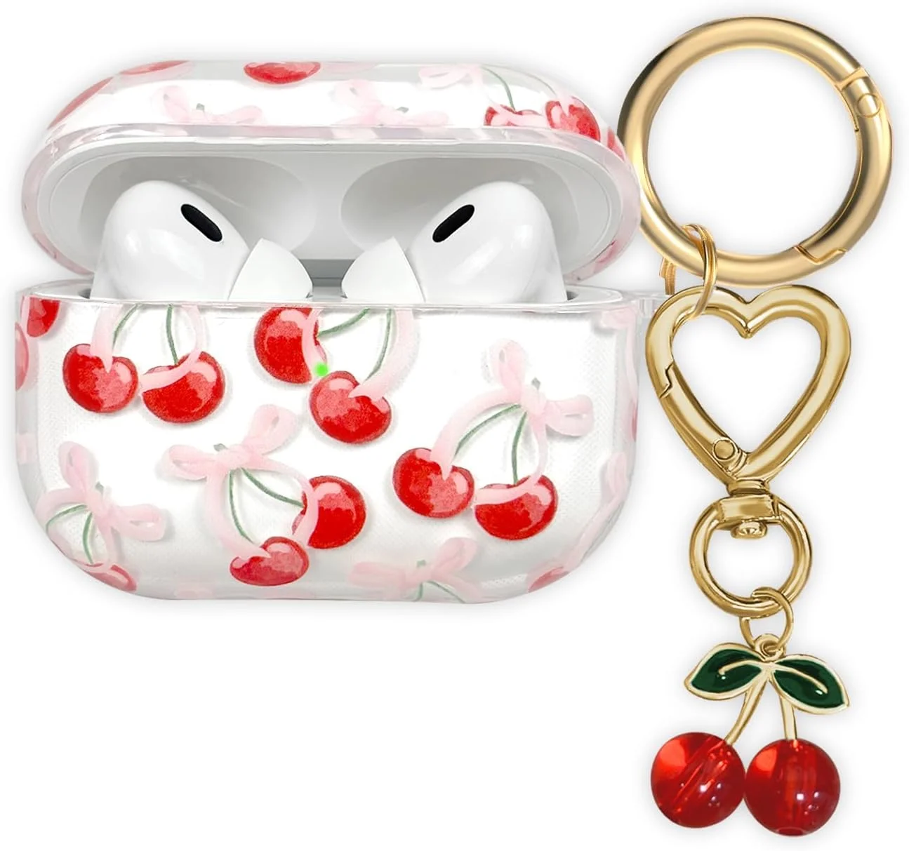 Hülle für AirPods 4 – Kirsche Aesthetic, inkl. Reinigungsset