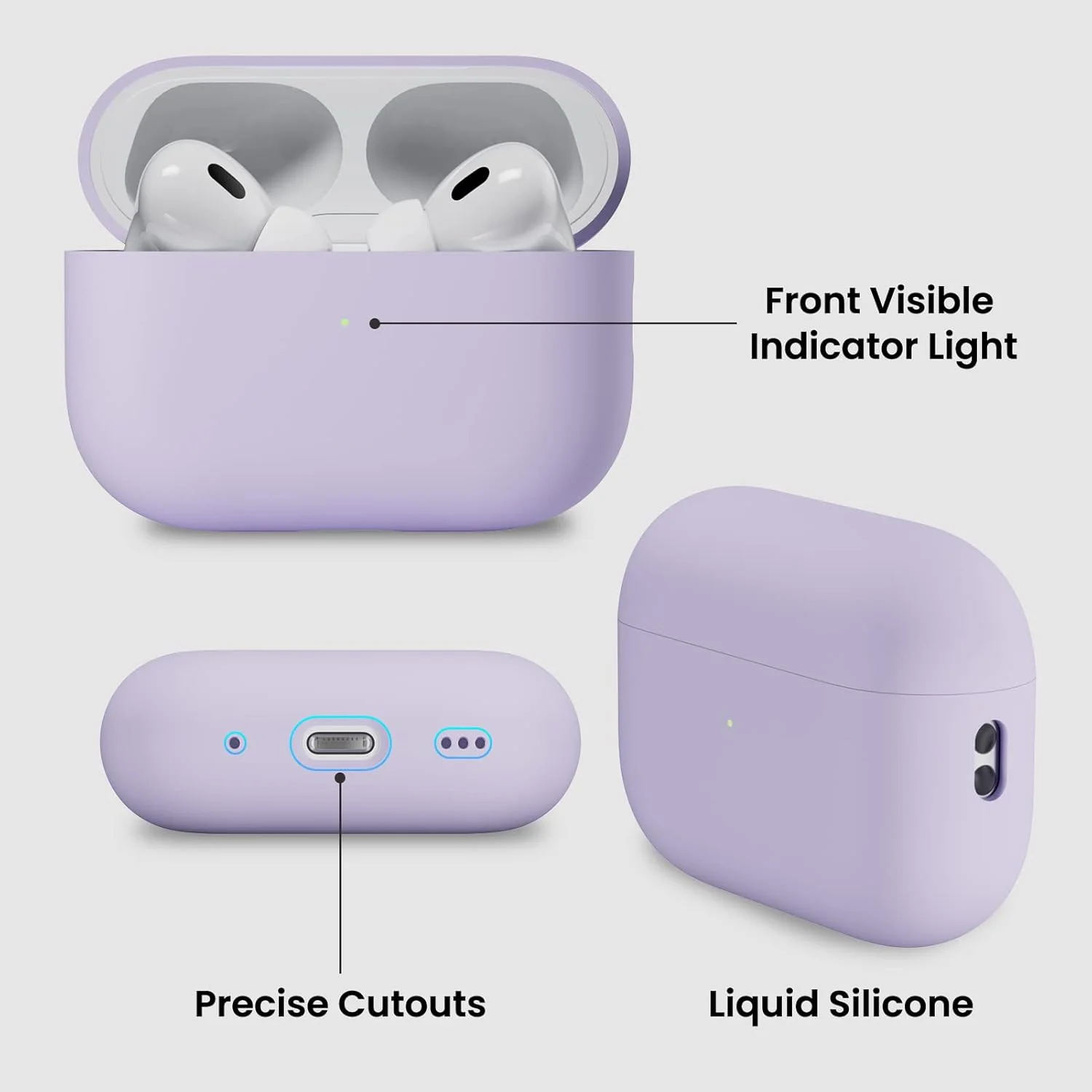 Flüssig Silikon Hülle für AirPods Pro 2 (2022) – Lila