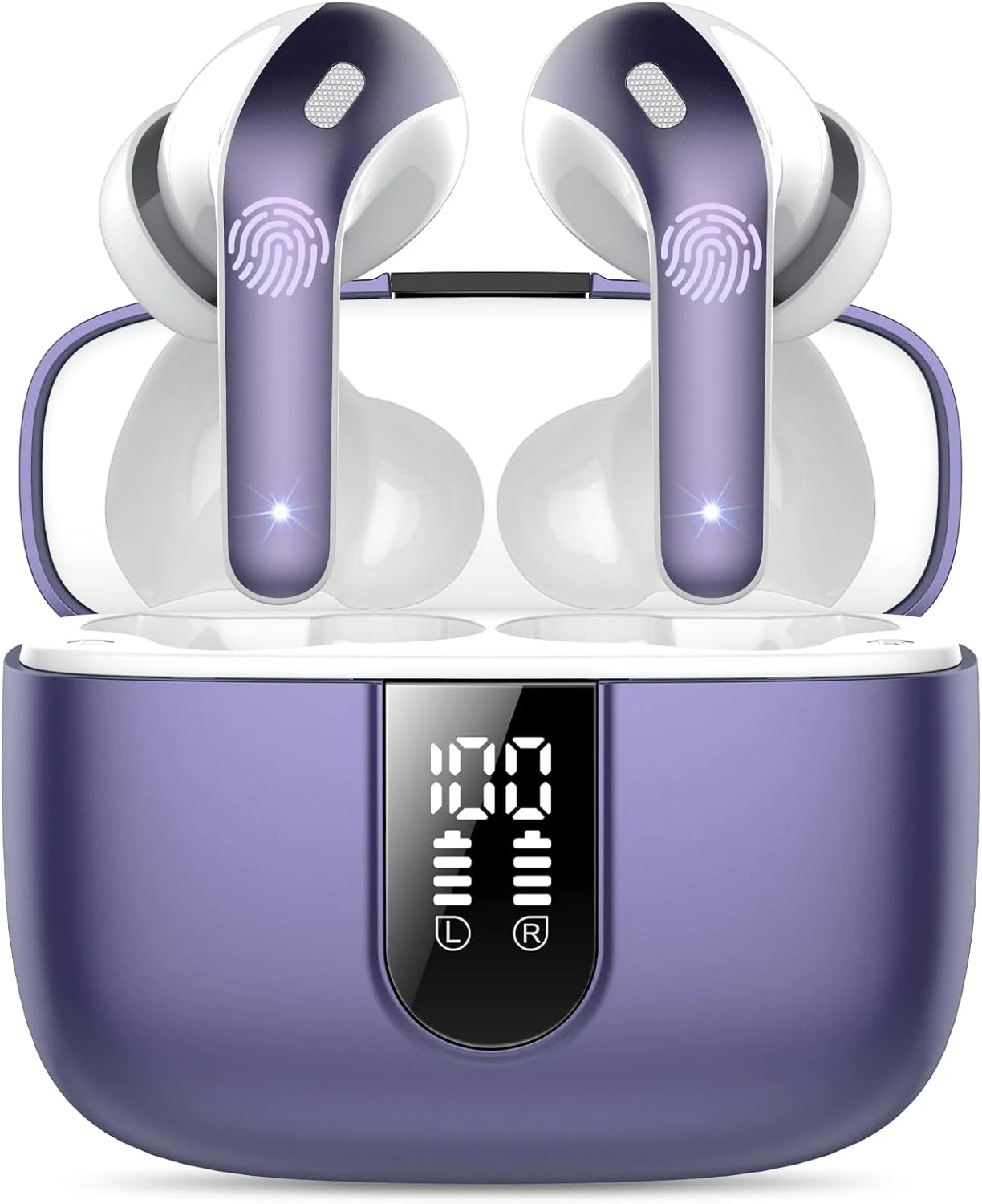 Bluetooth In-Ear Kopfhörer – Kabellos, 50H Akku, Tiefer Bass, Lila