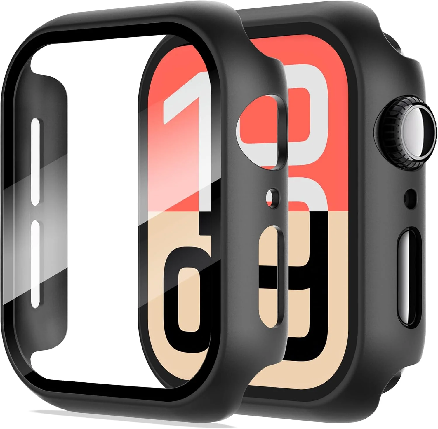 Diruite 2 Stück Hülle für Apple Watch SE 3/2/1 / Series 6/5/4 40mm, Hartglas Schutzhülle