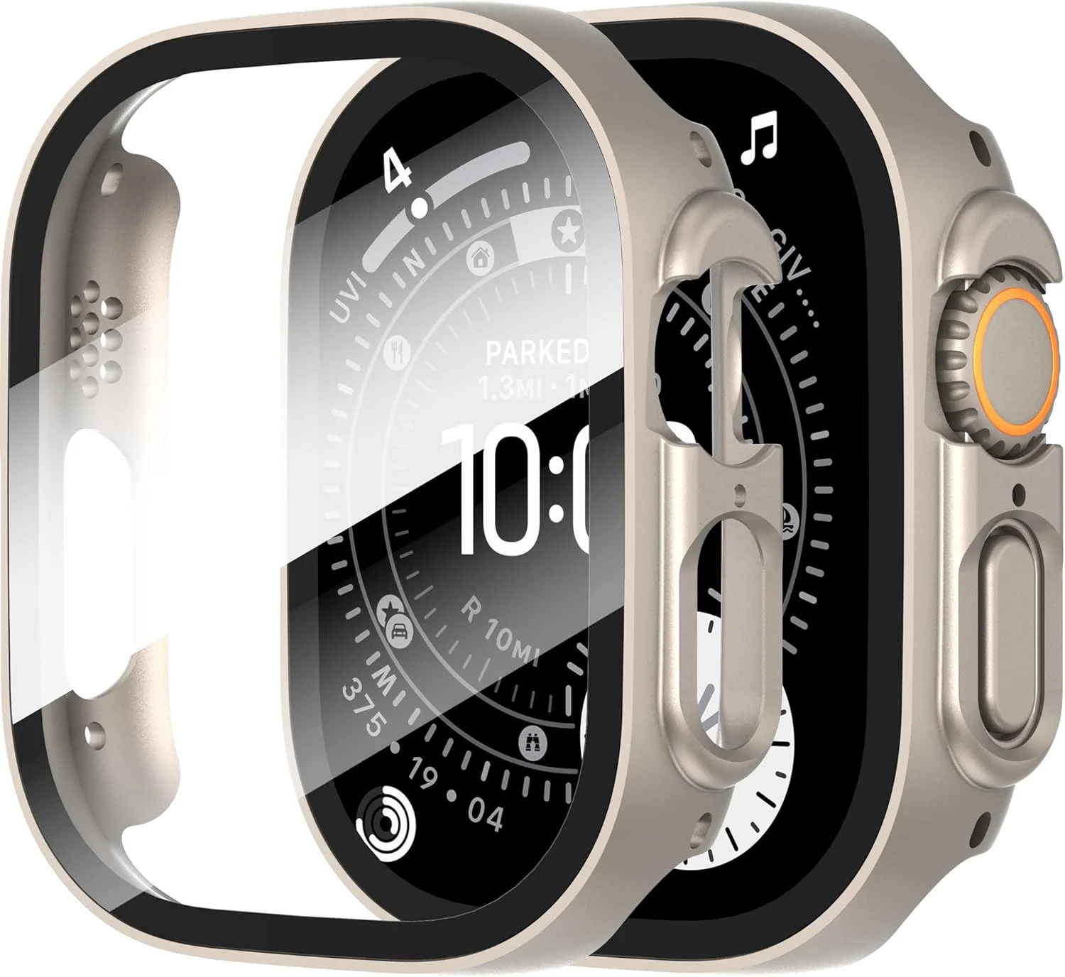 Diruite 2 Stück Hülle für Apple Watch Ultra 3/2/1 49mm, Hartglas Schutzhülle, Titanstahl