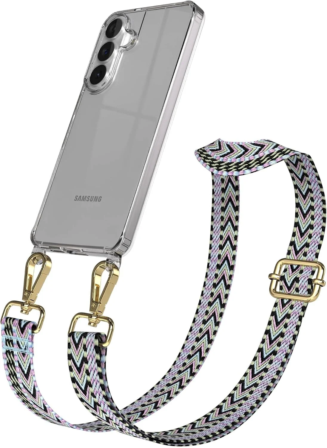 Handykette für Samsung Galaxy S26 Plus – Silikon Hülle, Lila Grün Gold