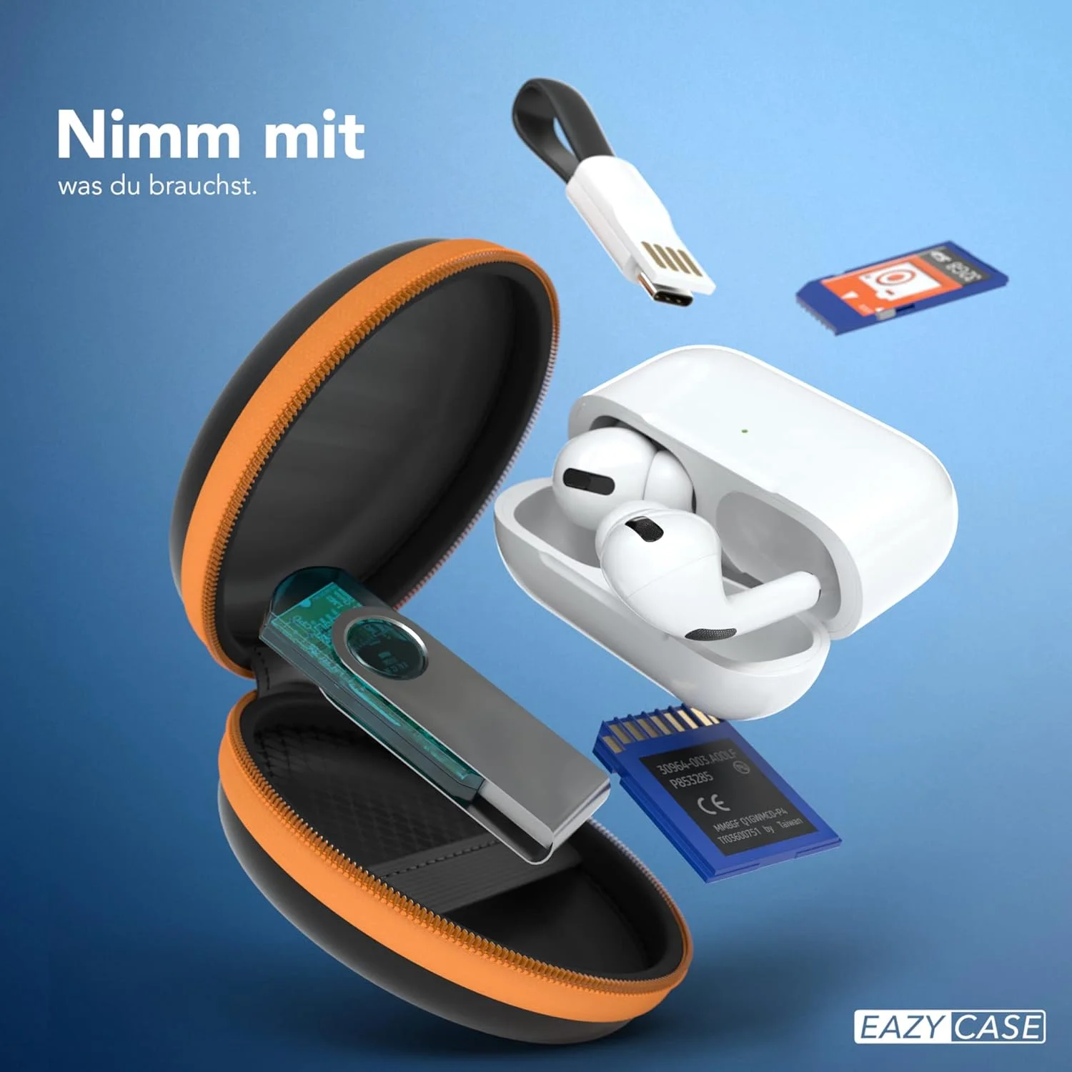 Hardcase Tasche für In-Ear Kopfhörer – Orange