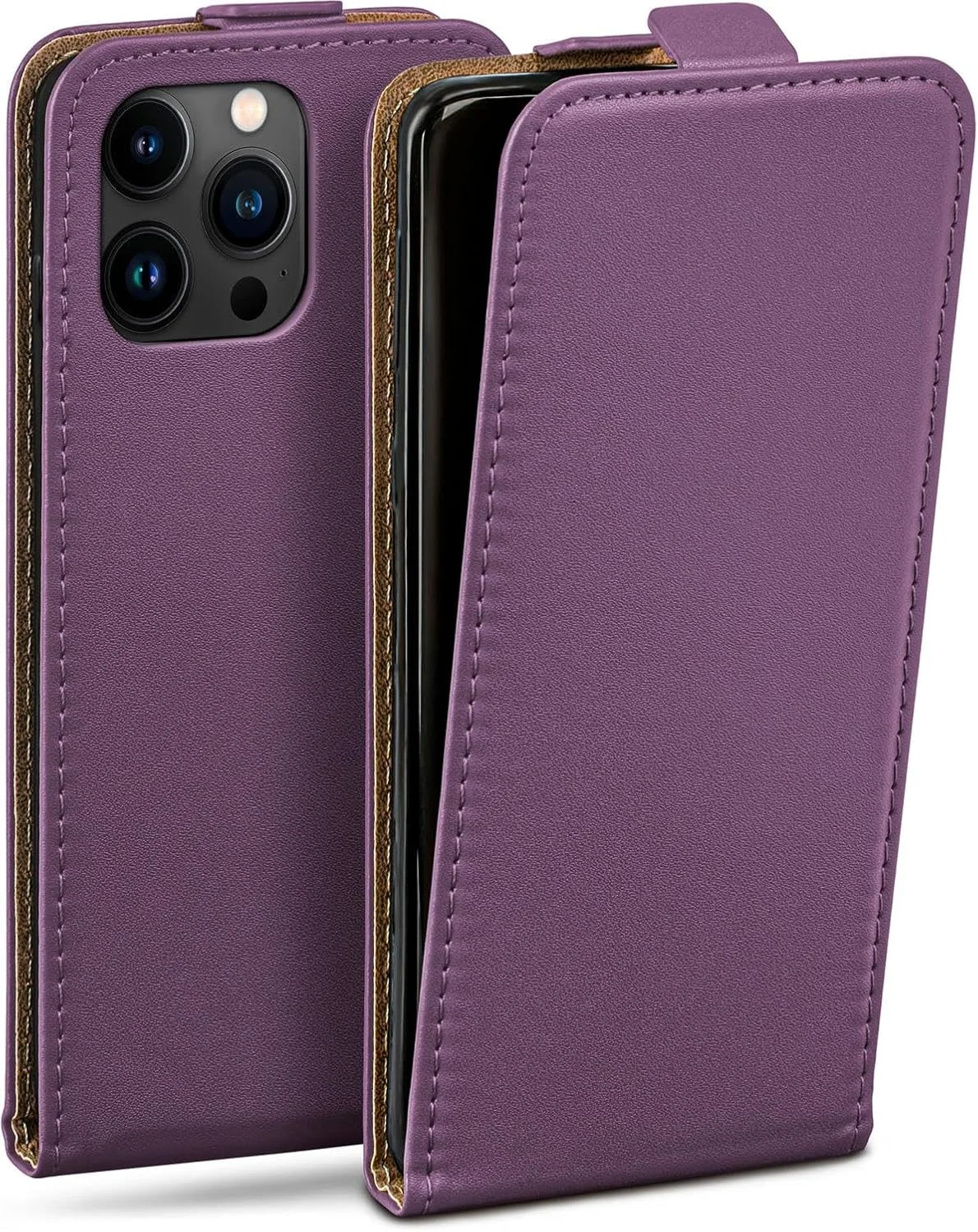 Flip Case für iPhone 15 Pro Max – Leder-Optik, Lila