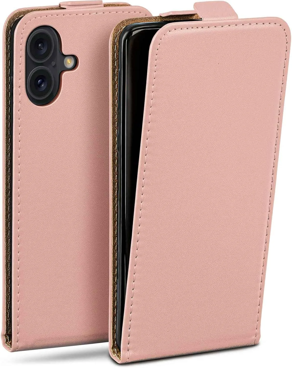Flip Case für iPhone 16 – Leder-Optik, Rosegold