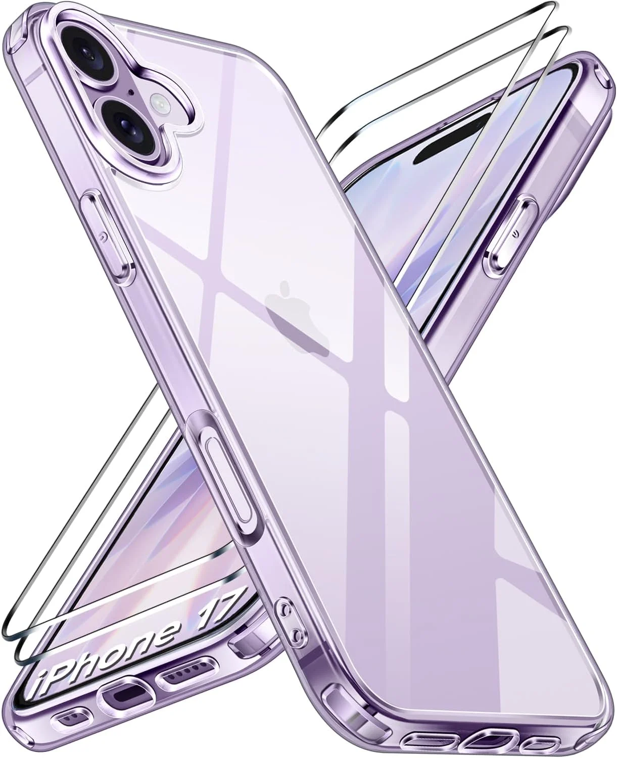Transparente Hülle für iPhone 17 – Militärschutz, 2 Schutzglas