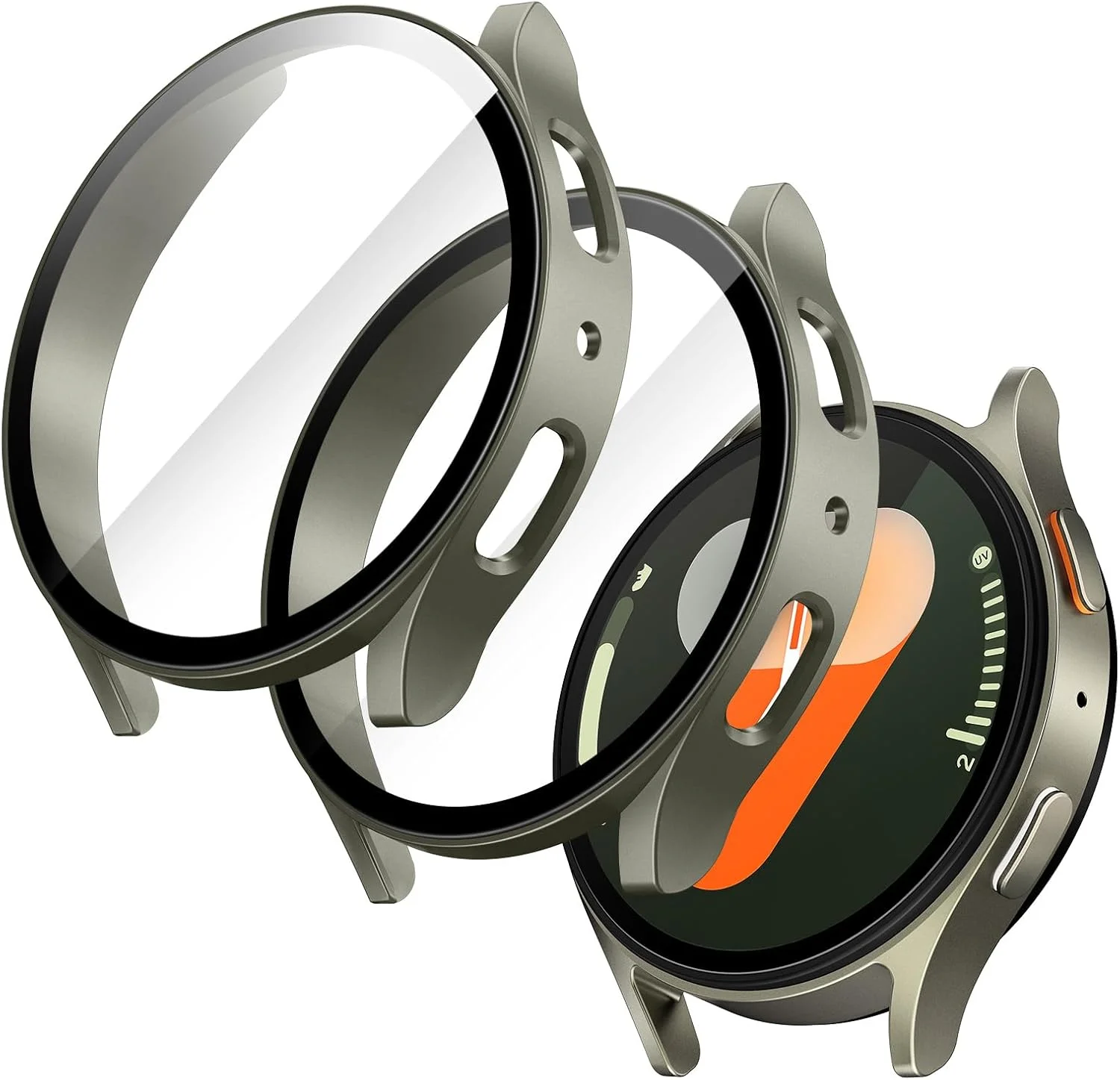 JETech Hülle mit Schutzfolie für Samsung Galaxy Watch 7 40mm, 2 Stück (Grün)