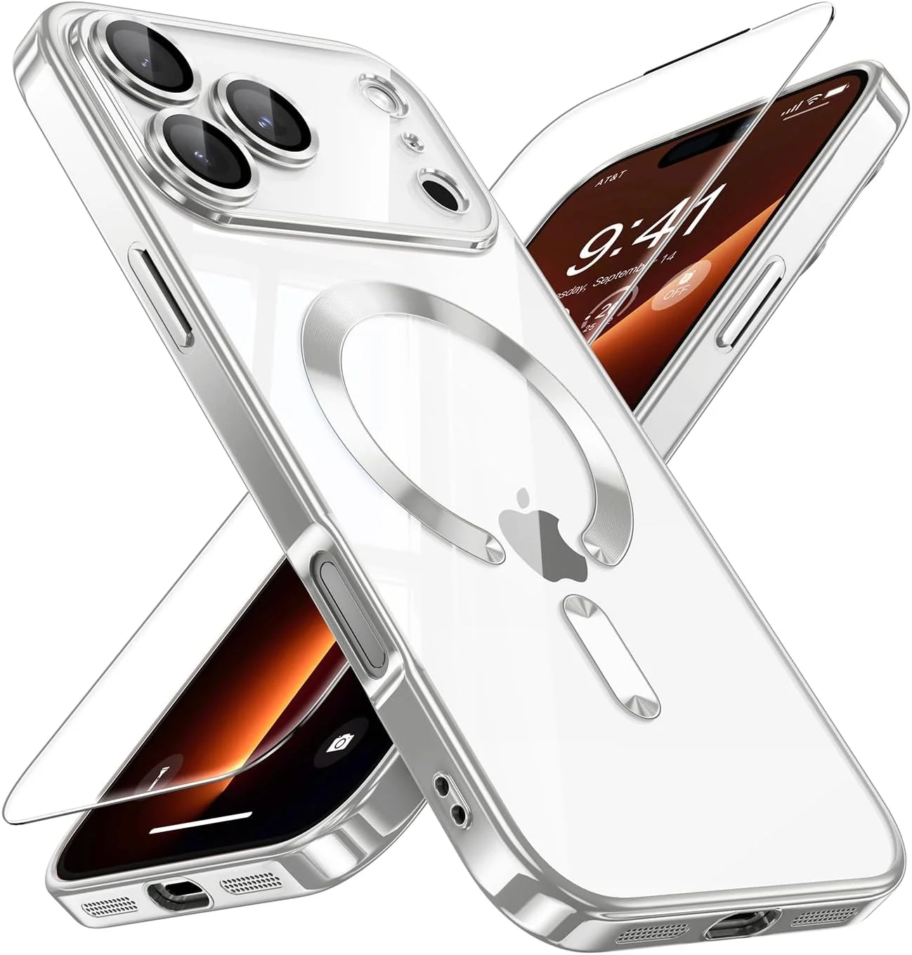 MagSafe Hülle für iPhone 17 Pro Max – Anti-Vergilbung, Silber