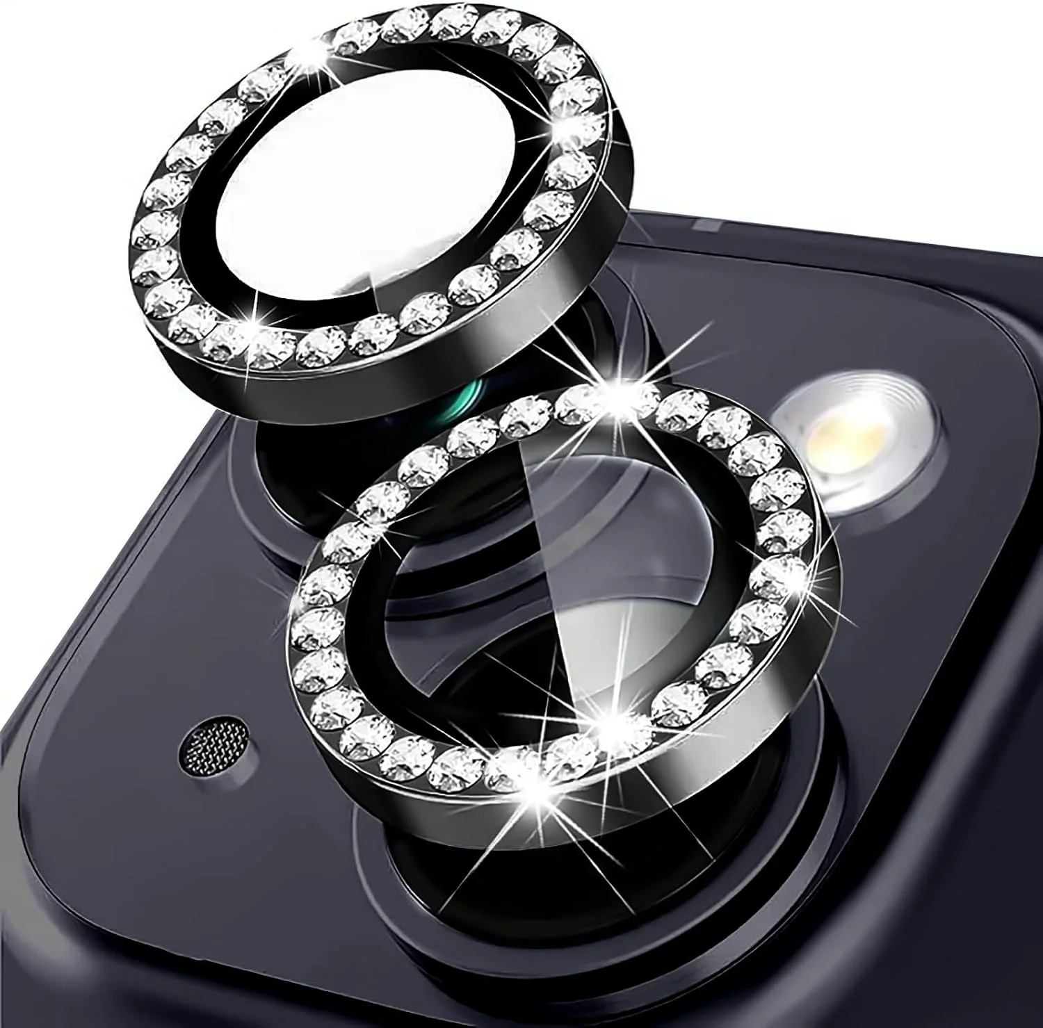 Kameraschutz für iPhone 13 / 13 Mini – Glitzer, Schwarz