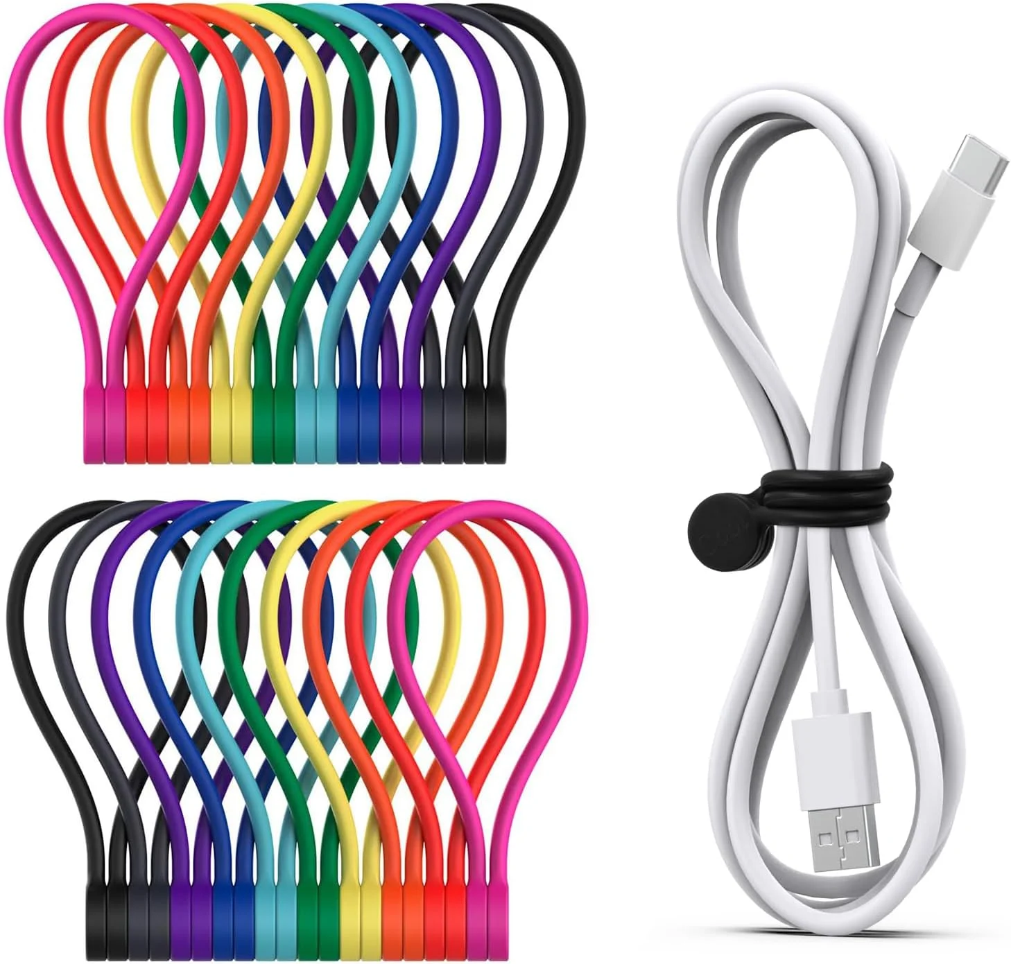 Magnetische Silikon Kabelbinder – 20er Set