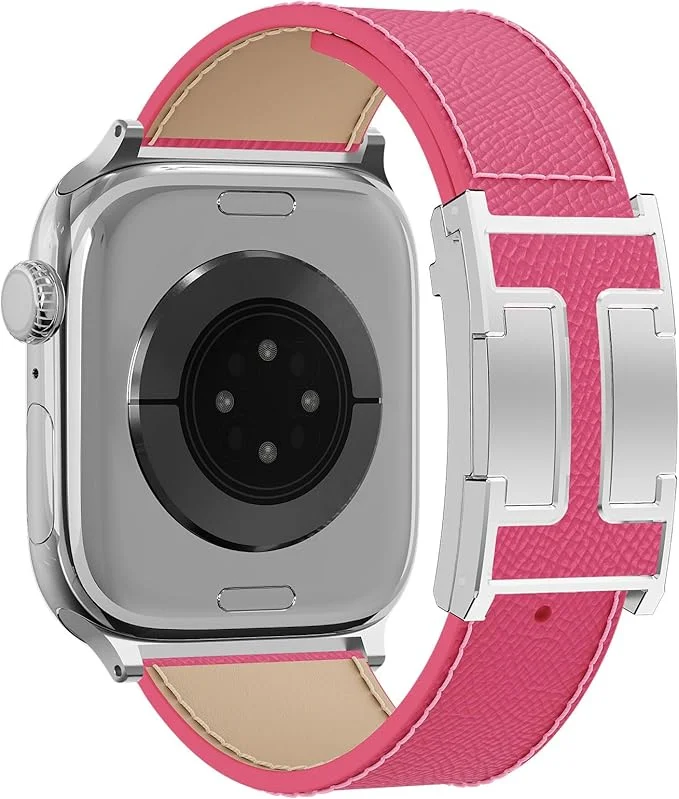 Magnetisches Lederarmband für Apple Watch Ultra/SE/Series 10/9/8/7/6/5/4/3/2 38–49mm, Pink