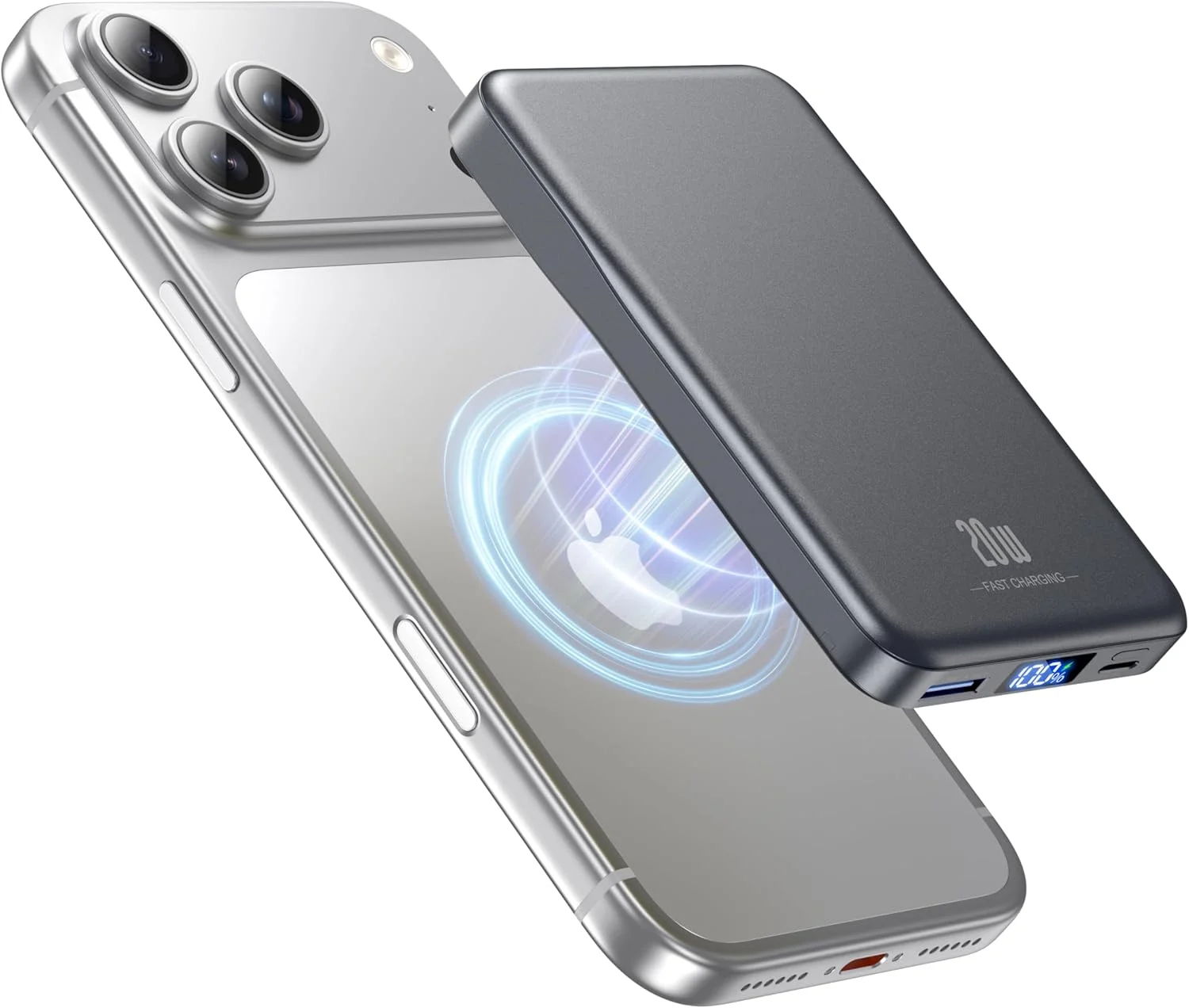 MagSafe Powerbank – 10000mAh, 20W Schnellladen, Grau