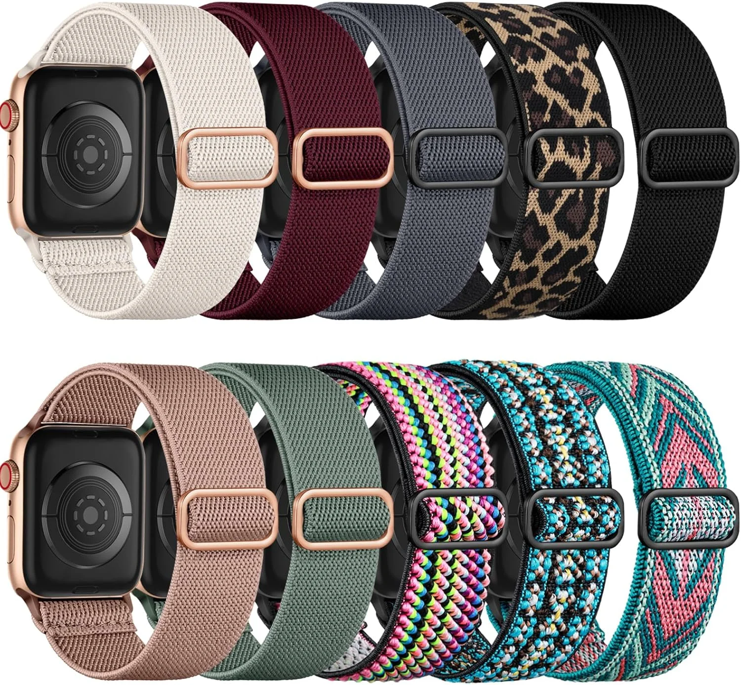 Nylon Sport Loop Armband für Apple Watch – 10er Set