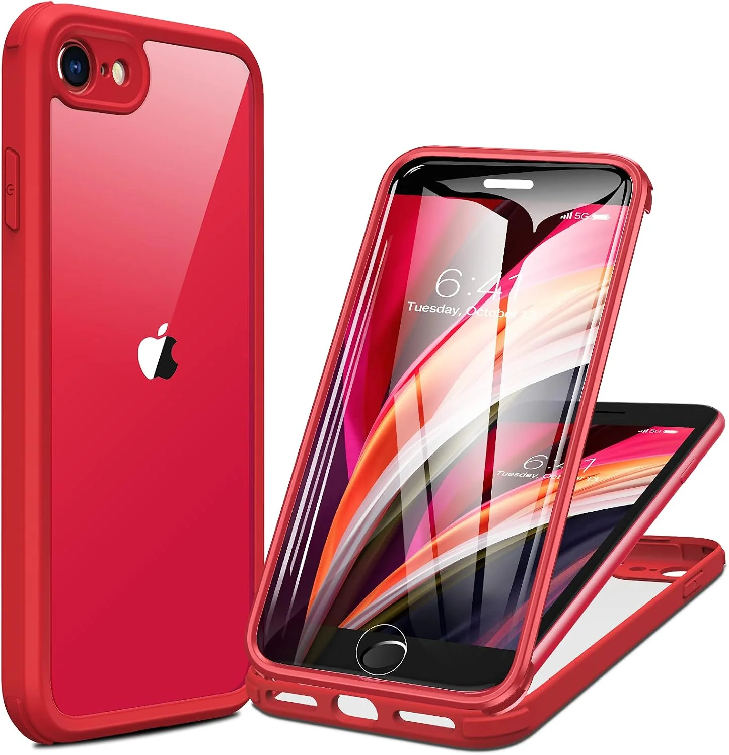 360° Hülle für iPhone SE 2022 / 8 – Glas Displayschutz, Rot