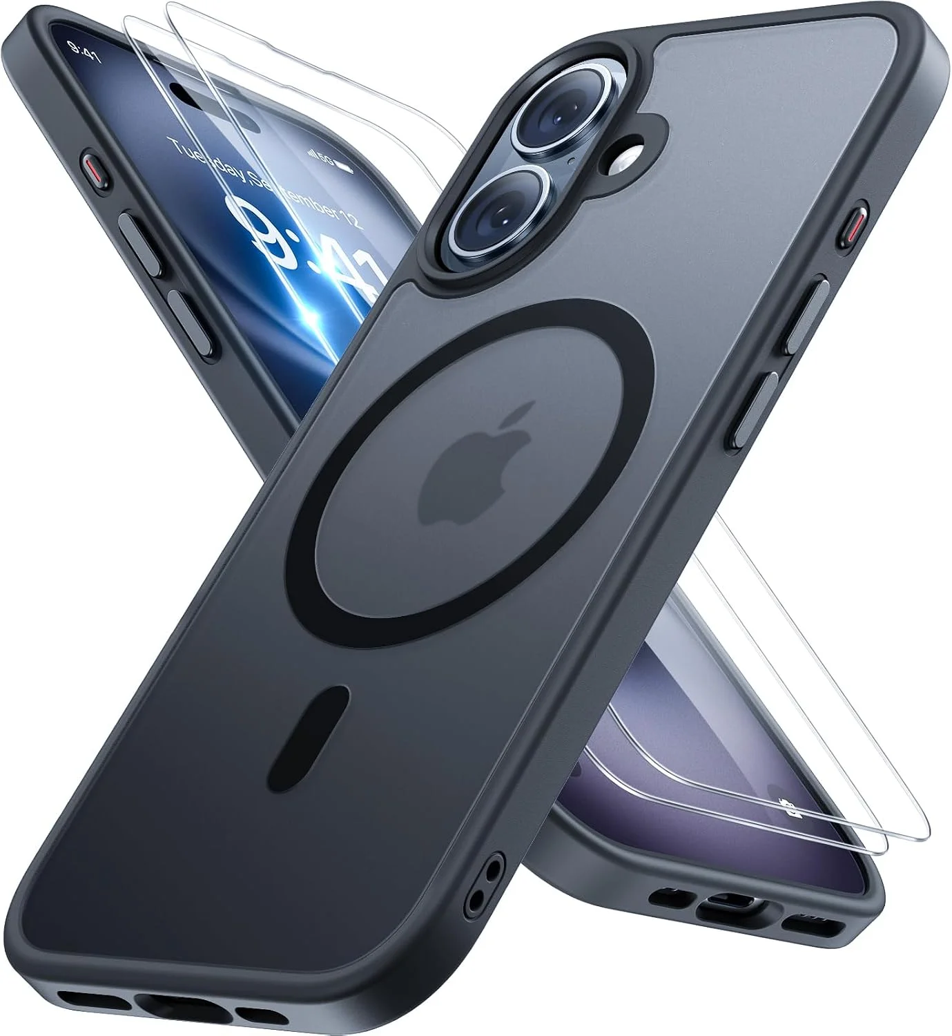 MagSafe Hülle für iPhone 16 – Militärschutz, Schwarz