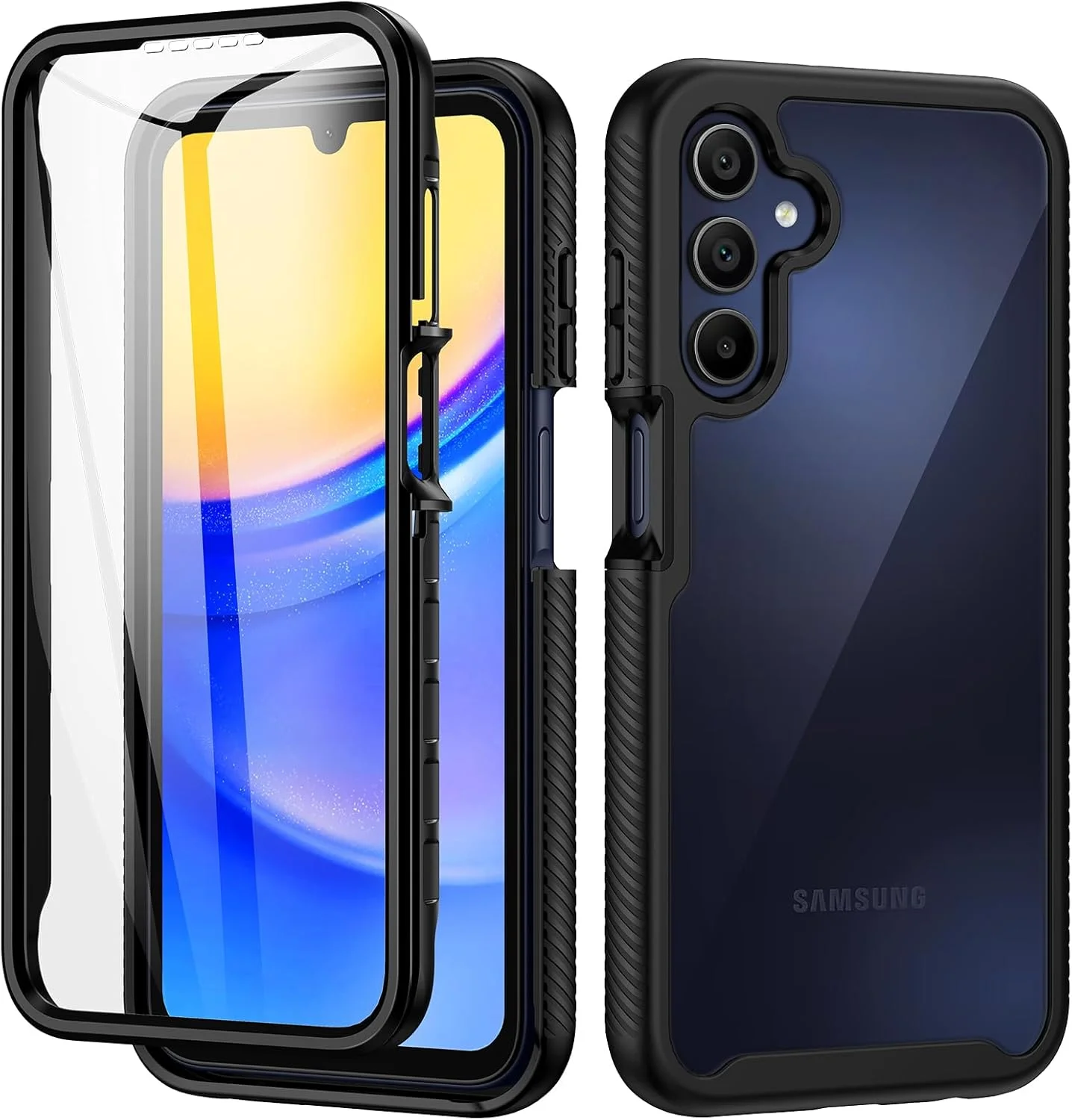 360° Schutzhülle für Samsung Galaxy A15 5G – Stoßfest, Schwarz