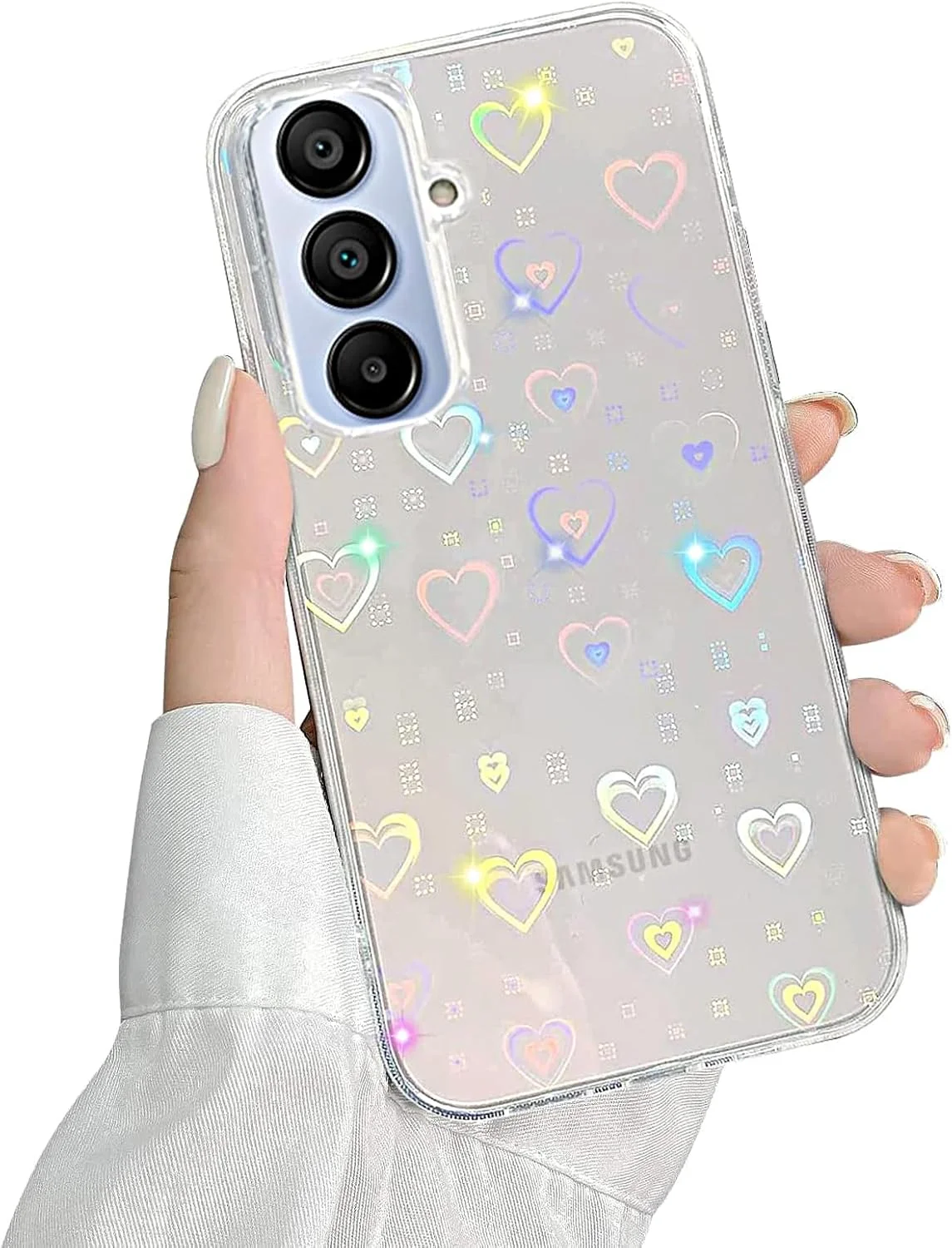 Glitzer Herz Hülle für Samsung Galaxy A15 5G – Transparent, Holografisch