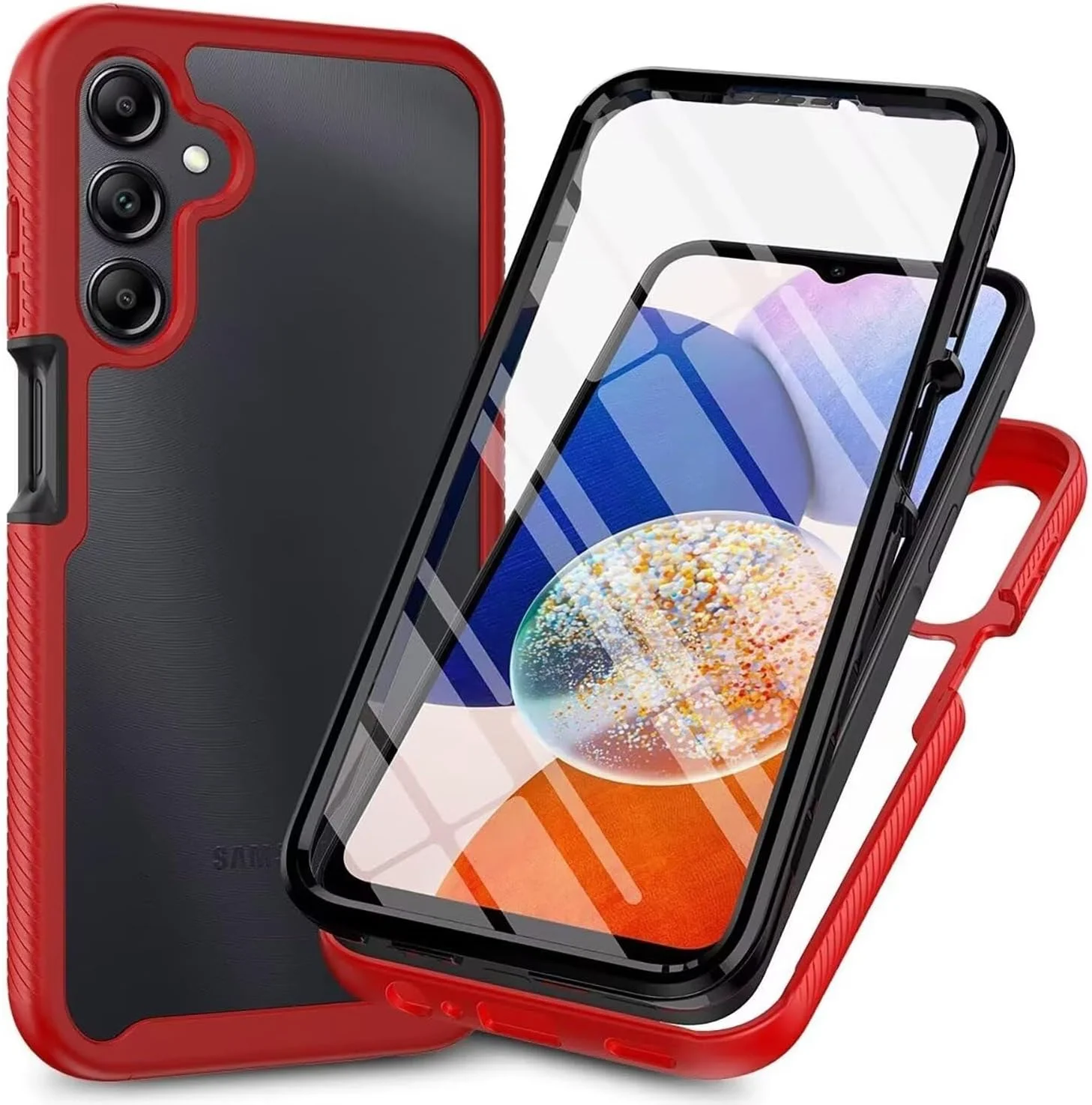 360° Schutzhülle für Samsung Galaxy A15 – Rot, Displayschutz