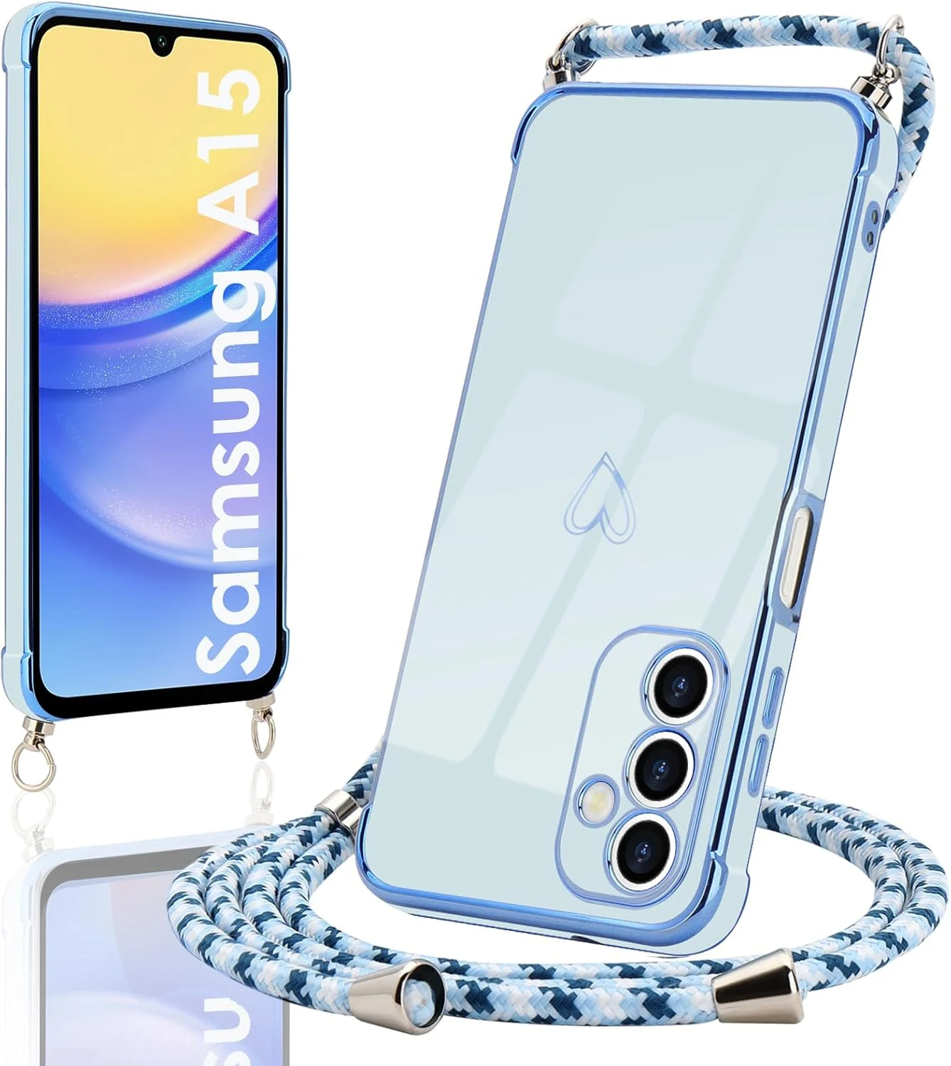 Handykette Hülle für Samsung Galaxy A15 4G / 5G – Blau, Herz
