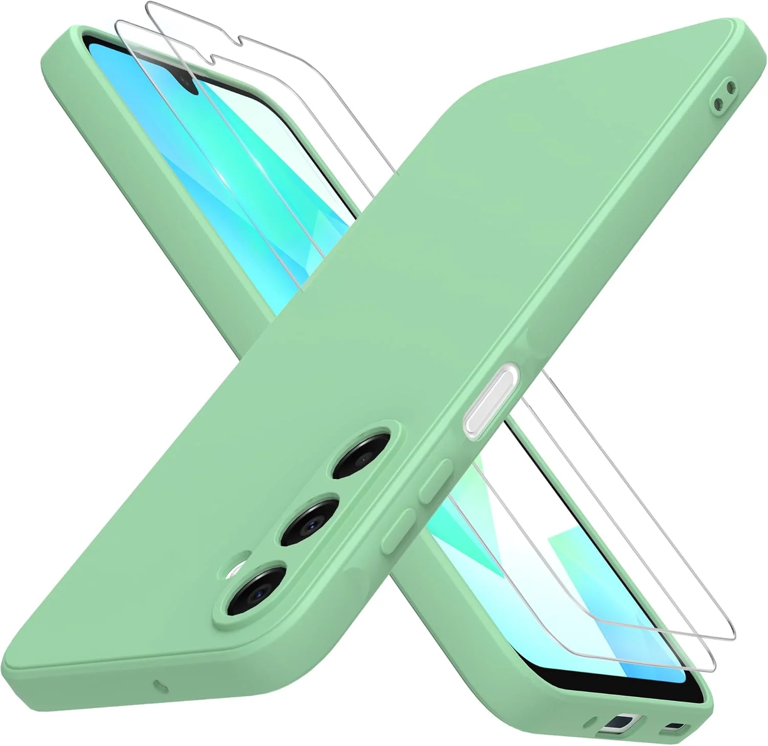 Silikon Hülle für Samsung Galaxy A16 5G / 4G – Mint, 2 Schutzglas