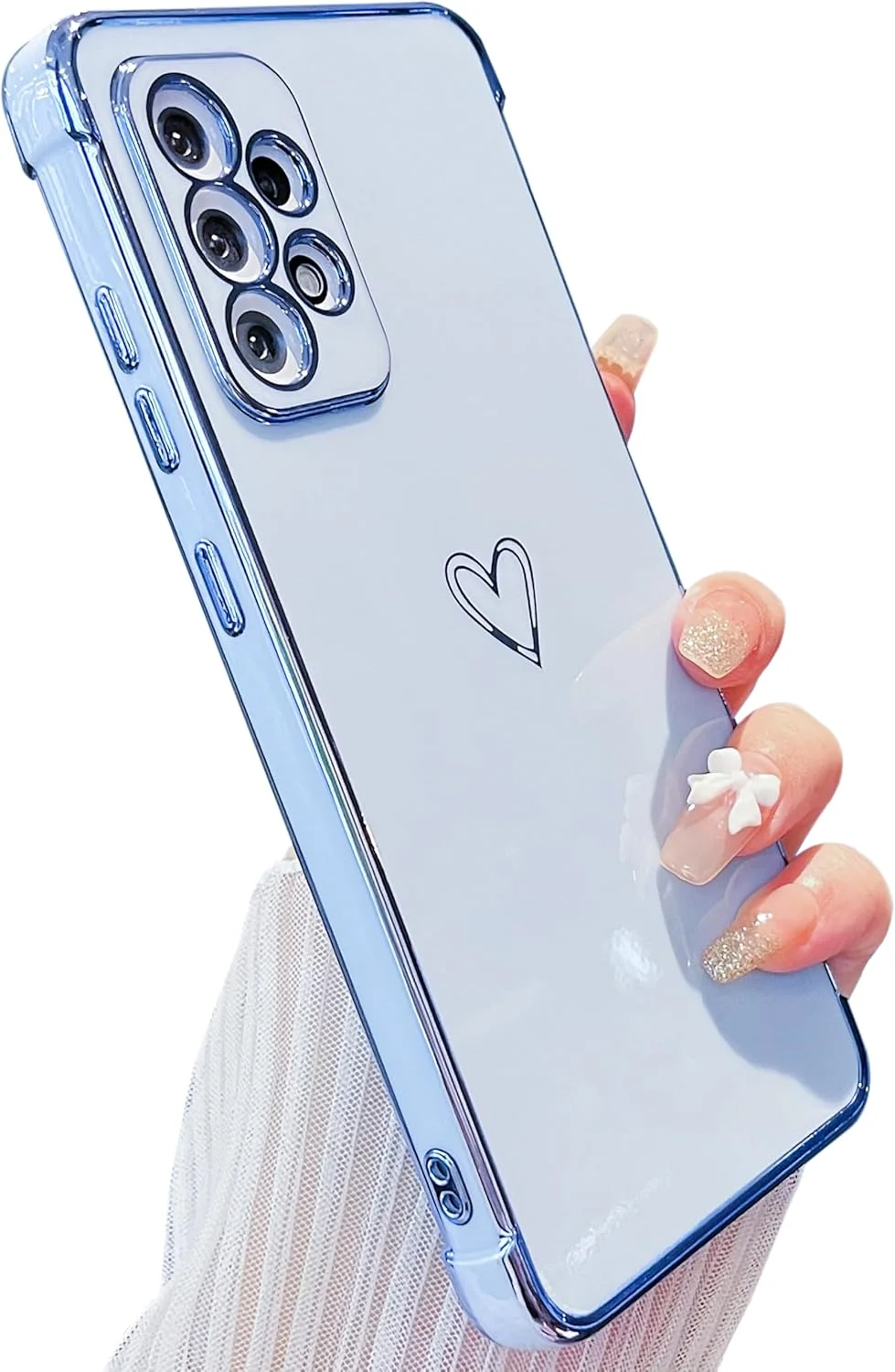 Herz Hülle für Samsung Galaxy A33 5G – Blau, Goldener Rand