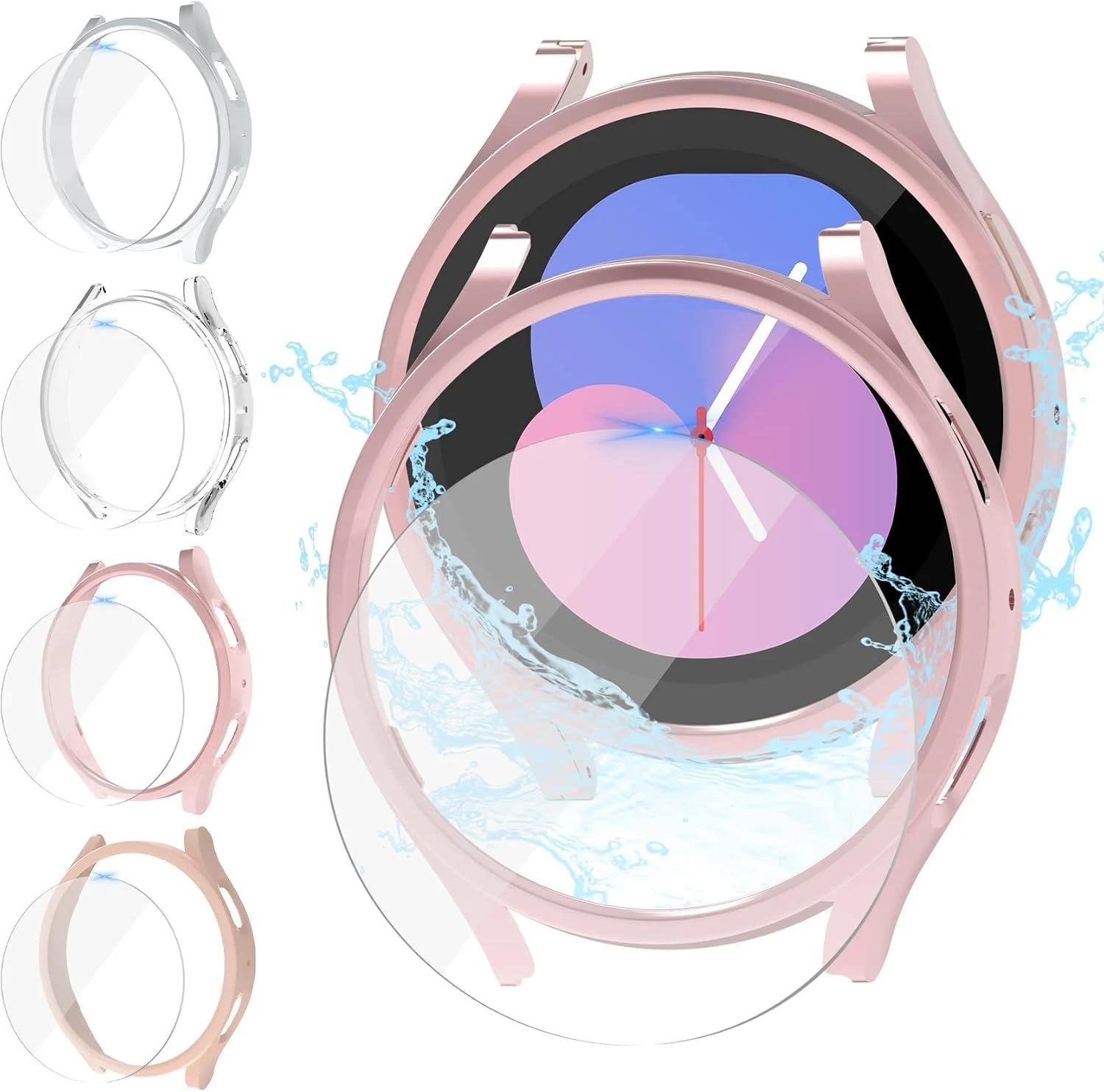 Schutzhülle für Samsung Galaxy Watch 5/4/FE – mit Glas Displayschutz, Rosa