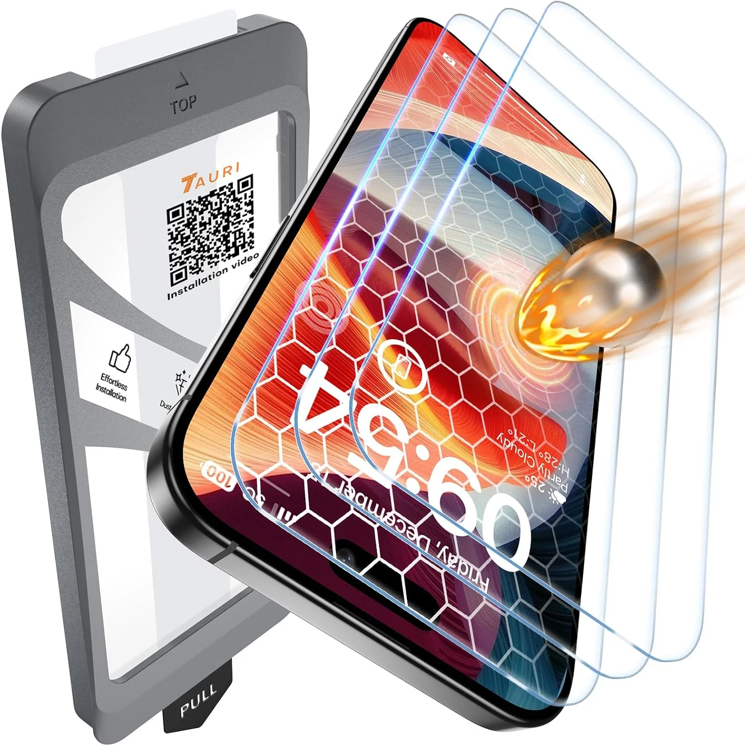 Panzerglas für iPhone 15 – Full Screen, 3 Stück