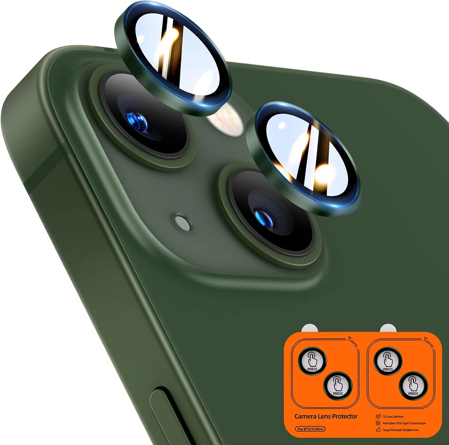 Kameraschutz für iPhone 13 / 13 Mini – 9H+, Alpengrün