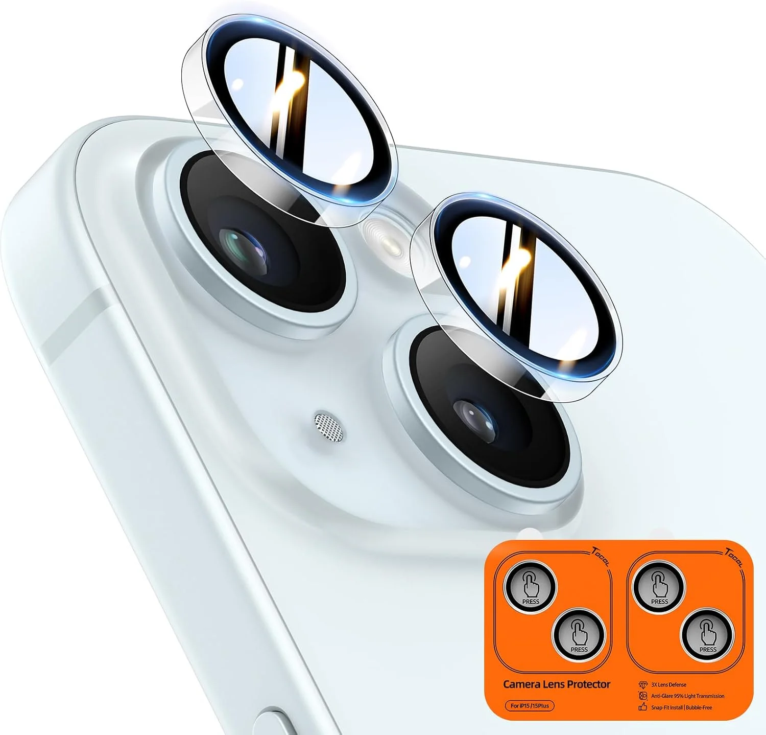 Kameraschutz für iPhone 15 / 15 Plus – 9H+, Transparent