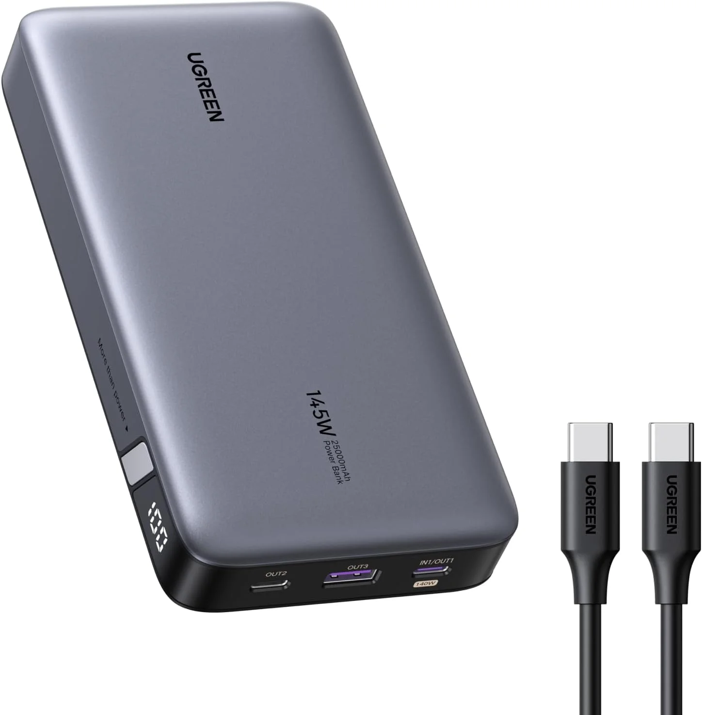 Powerbank 145W 25000mAh – 3x USB-C, Display