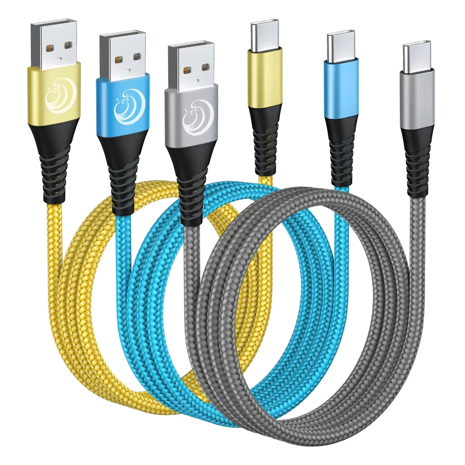 USB-C Kabel 3M, 3er-Pack – Nylon Schnellladekabel