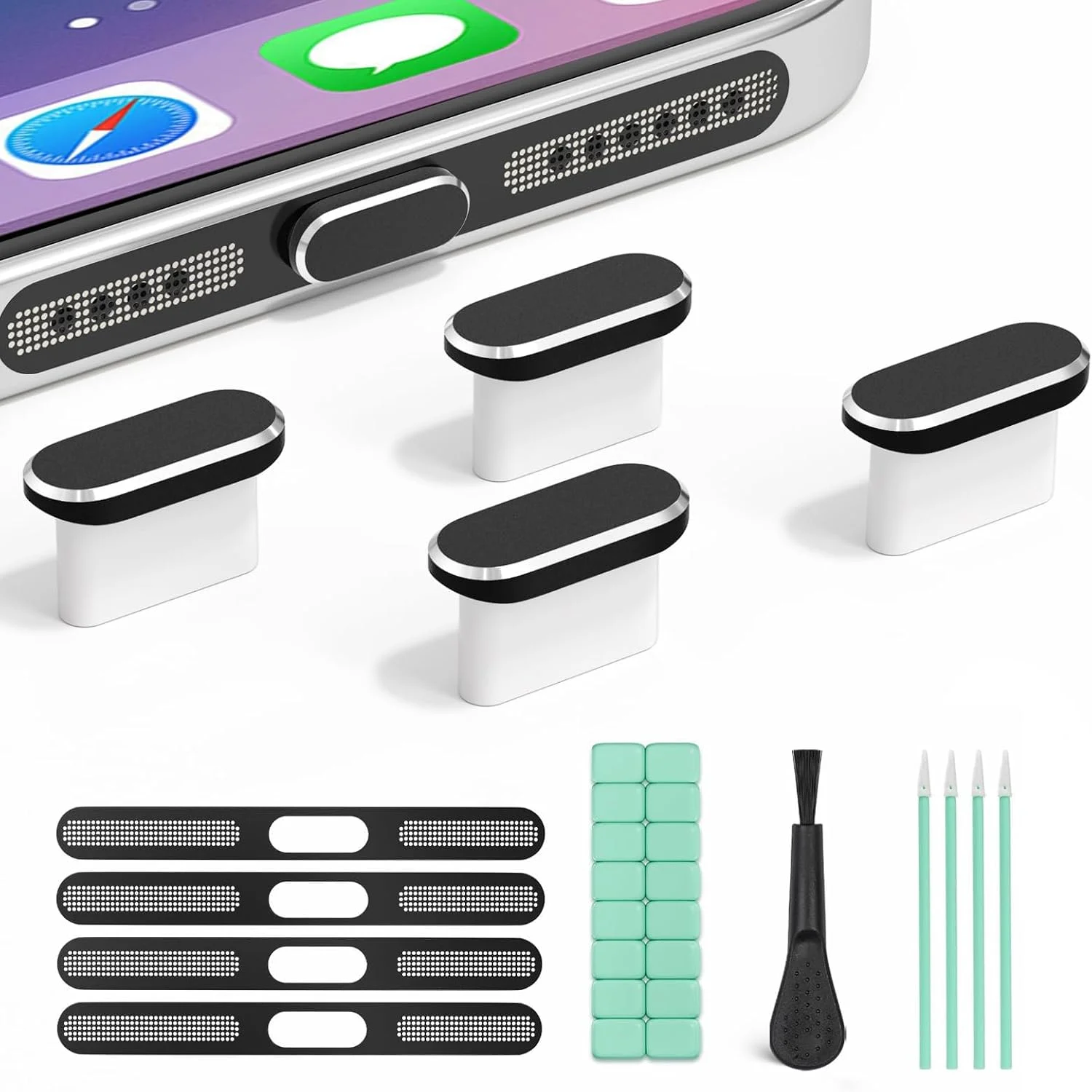 USB-C Staubschutz Set – 4-teilig mit Reinigungsknete