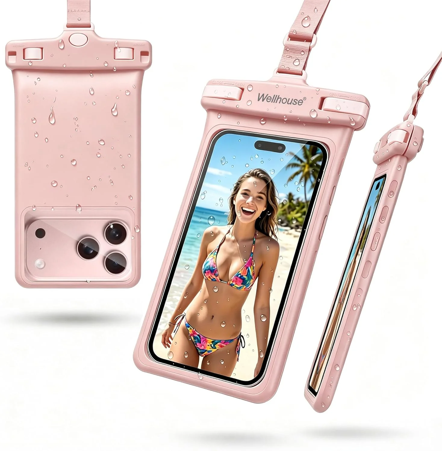 Wasserdichte Handyhülle IPX8 – Lanyard, Pink